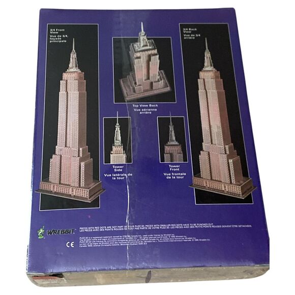 Wrebbit Puzz-3D Empire State Bldg Sealed 1995 902 Pcs MB Puzzle - Picture 3 of 4